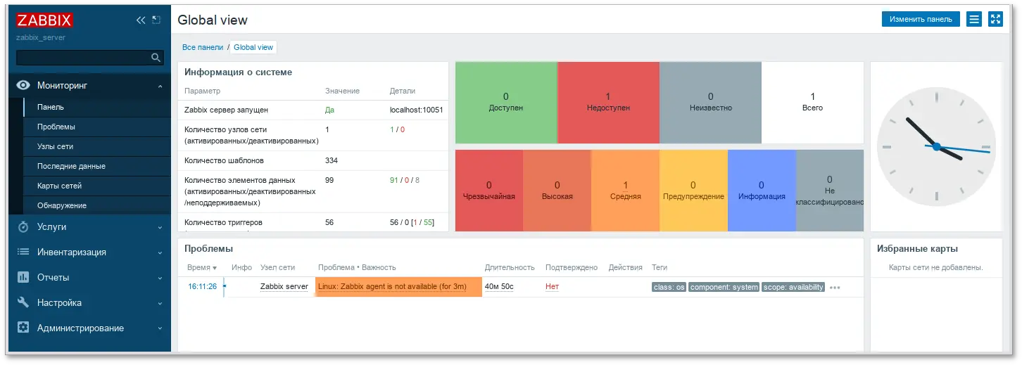 Zabbix. Интерфейс управления системой мониторинга